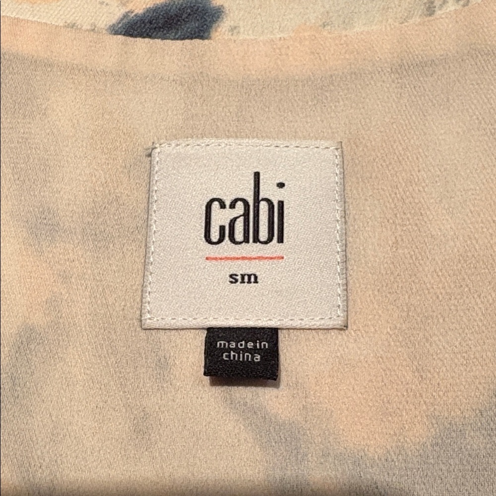 CAbi Gelato Watercolor Print Chiffon Sleeveless Tunic/Blouse in Green/Blue SMALL - Picture 4 of 6